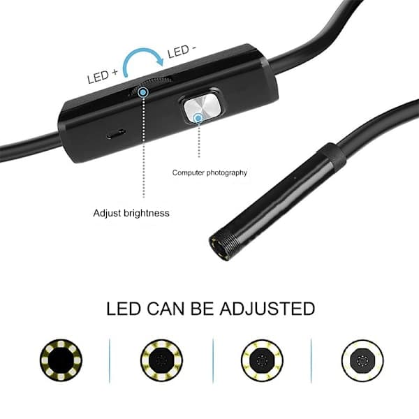 Endoscope Camera, Pipe Inspection Camera, IP67 Endoscope Camera with 6 LED Lights 5m Soft Cable for iPhone iOS Android Smartphone