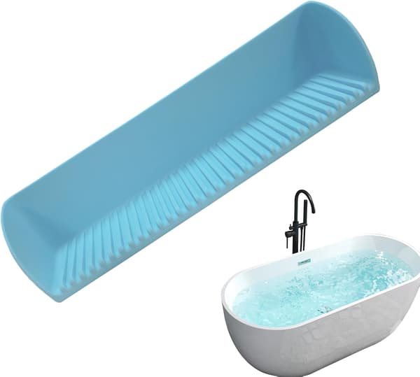Badekar sprutbeskyttelse, dusjsprutbeskyttelse for badekar - Sklisikre vanntette baderomstilbehør, oppbevaring for badeleker for barn småbarn baby [DB] Blå Blue