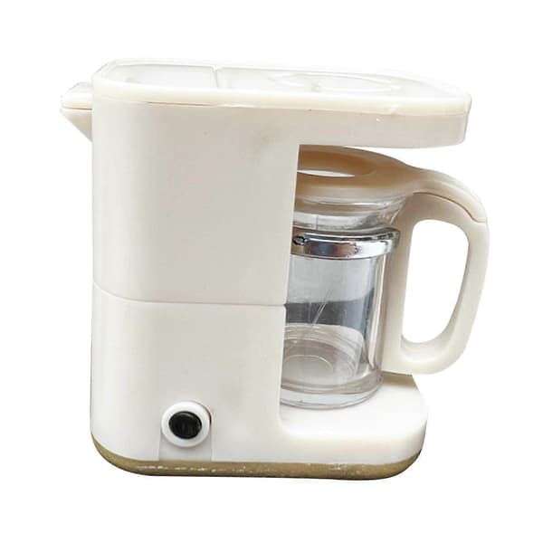 4x1/12 Dockhus Köksapparat Barn Leksaker Presenter Beige Kaffebryggare