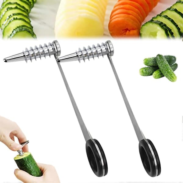 2 stk piranha spiral kutter, piranha spiralizer spiral kutter i rustfritt stål, for grønnsaker [DB] 2 stk