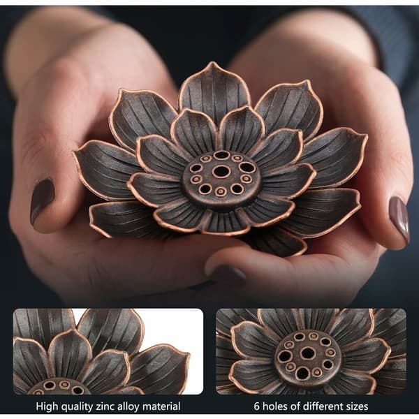 2-pack Lotus Incense Holders, Incense Stand, 6 Holes with Ash Catcher, Stick Incense Burner