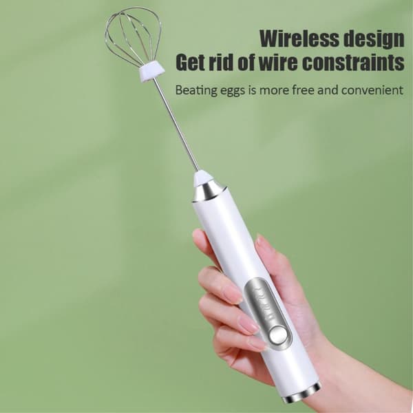 Milk Frother Automatic Milk Foam Egg Whisk Rechargeable White Vit white