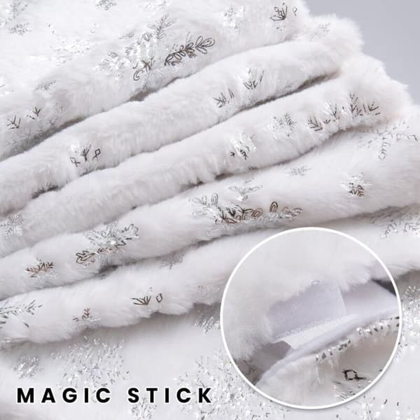 90 cm Christmas Tree Skirt, Large Silver Snowflake Christmas Tree Base Cover, Christmas Tree Mat