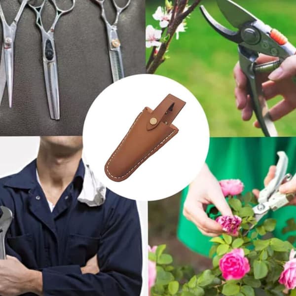 Leather Sheath for Garden Shears and Knives, Belt Loop Compatible with Pruners, Scissors or Garden Tools