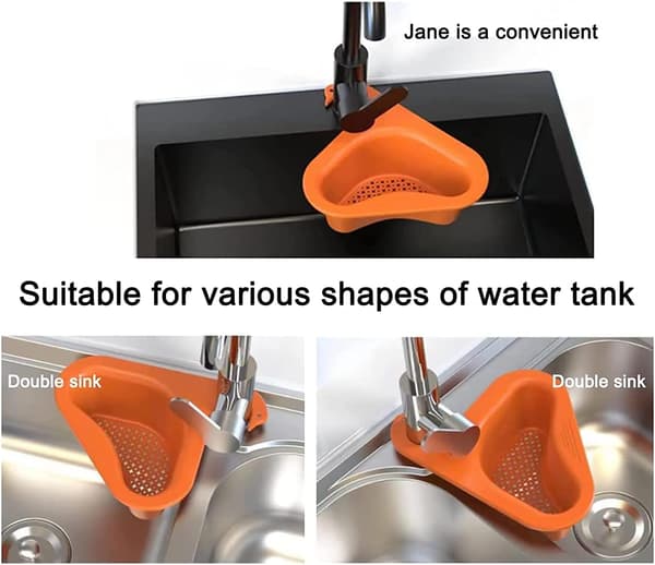 Thickened Triangular Sink Holder (Yellow), Swan-Shaped Sink Strainer, Kitchen Drain Shelf for Storing Fruits, Vegetables, Waste, Leftovers