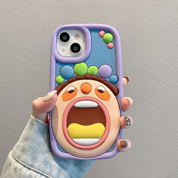 Fargerikt 3D morsomt stormunnet gutt telefondeksel, iPhone14
