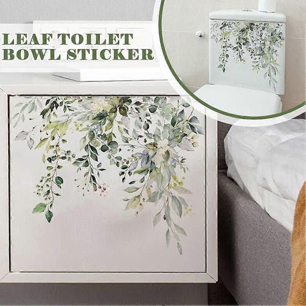 30*25cm Veggdekor med Plante, Blomst og Blad for Bad og Toalett - Selvklebende