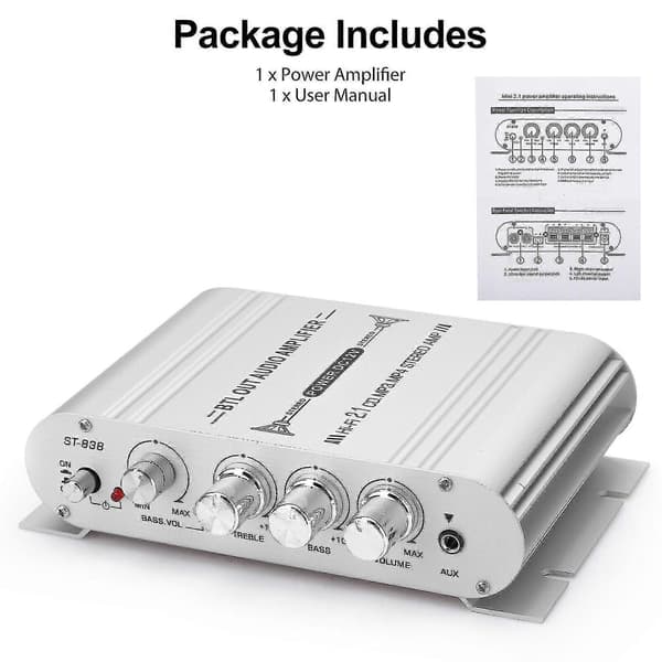 12V 400 Watt Car Stereo Amplifier 2.1 Channel Hifi Speaker Power Amplifier System Outdoor