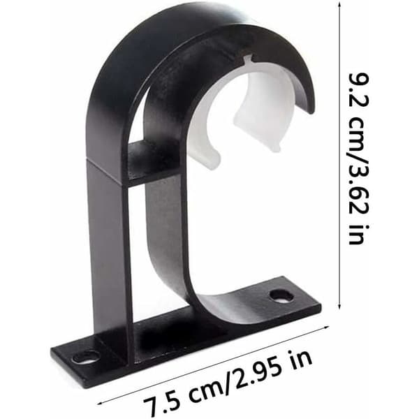 Black Curtain Rod Brackets - Aluminum Alloy, Ceiling Mounted Hanging Bracket with 8 Screws, 2 Pieces