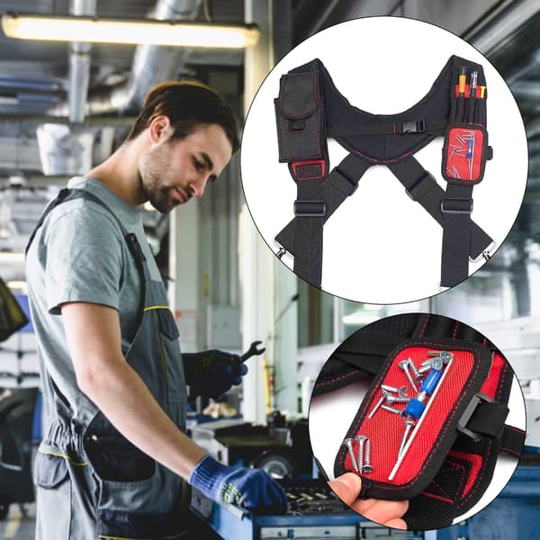 Tool Belt Suspenders Work Braces Flexible Adjustable Straps With Moving Padded Shoulders With 4 Loops-FX-