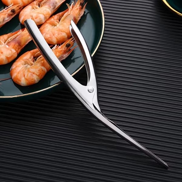 Herringbone Pattern Stainless Steel Shrimp Peeler - Ergonomic Seafood Tool for Shrimp, Crab, and Lobster