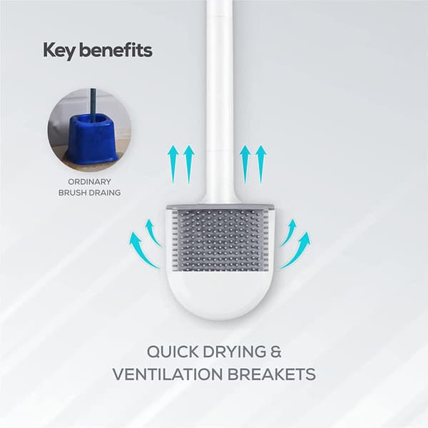 Premium toalettborstar och hållare, 2-pack, (borrhål), vit silikontoalettborste