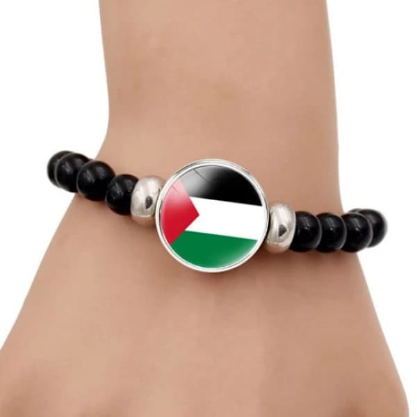 Palestiinan aikakoru lippu rannekoru miehille ja naisille, mustat helmet, A