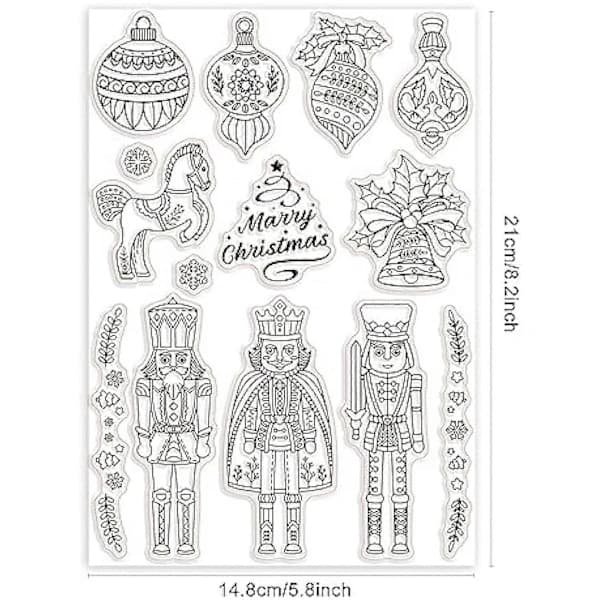 Christmas Nutcracker Pattern Decoration Clear Stamps Christmas Lantern Small Bell Transparent Silicone Stamps for DIY Scrapbooking Embossing Stencils
