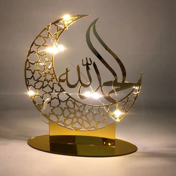 4 stk. Ramadan Eid Mubarak Ornament Eid Mubarak Akryl Ornament Måne og Stjerner Muslimske Dekorationer