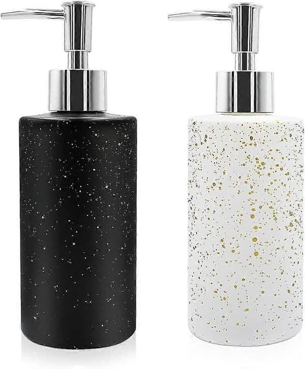 2-pack 350 ml påfyllningsbar tvålpump i glas för badrum och köksbänk