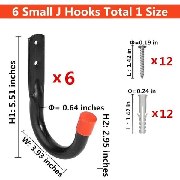 Heavy Duty Storage Hooks for Garage U-Shaped Wall Mount for Bicycle Seat Ladder Hose Tool Garden Shed Universal Wall Mount
