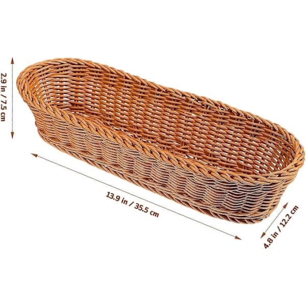 [PL] Imitationsrotting vävd brödkorg: Oval lång brödkorg, dekorativ matserveringsbricka, snacksbehållare, fruktskål och förvaringskorg