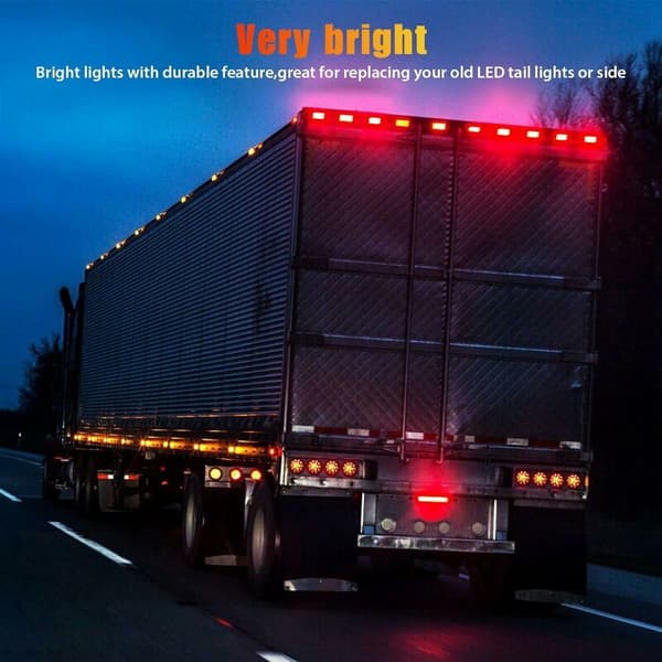 Runda LED-bromsljus, 4x4 röda bärnstensfärgade LED-bakljusindikatorlampa (2 stycken)