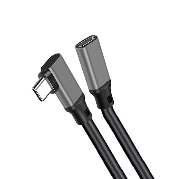 Type-C Extension Cable with Elbow Design - PQ116 Grey (10Gbps+4K+100W) 1 m