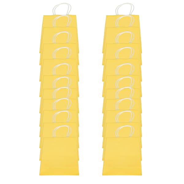 20-pack kraftpapperspresentpåsar 15x8x21 cm gula för shopping födelsedagsfester