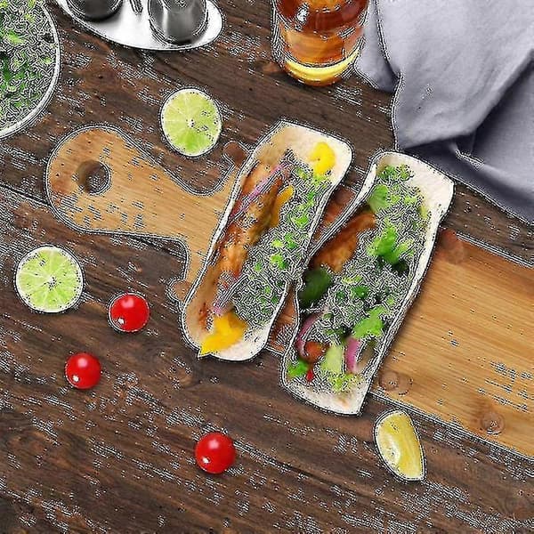 Taco Holder Stand, Bamboo Taco Holder Tray Holds Up To 8 Tacos Each, For Serving Tacos