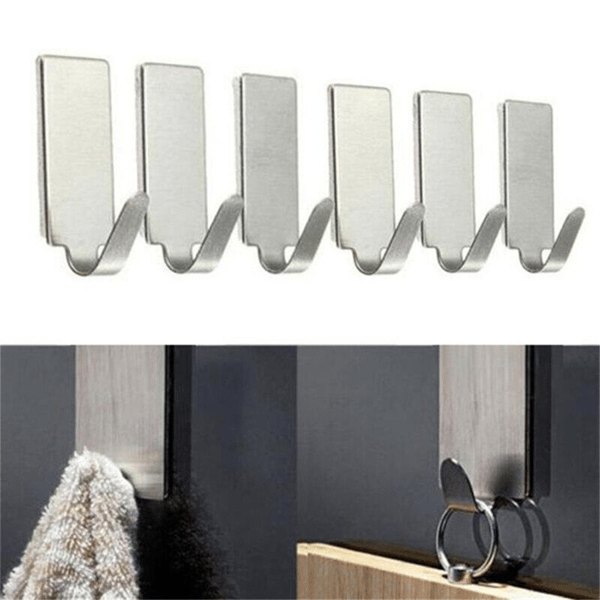 Self-Adhesive Stainless Steel Hooks, 6-pack 19