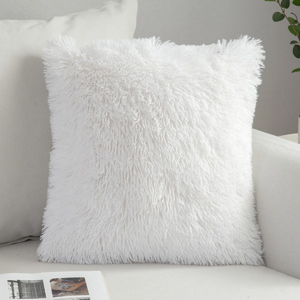 2-pack fluffiga konstpäls kuddfodral 43x43cm Vit