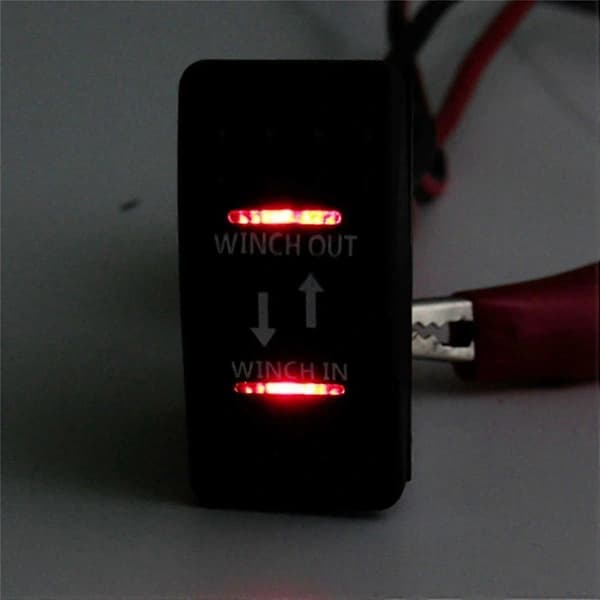 12V 20A Winch In Winch Out On-Off-On Rocker Switch 7 Pin LED Red