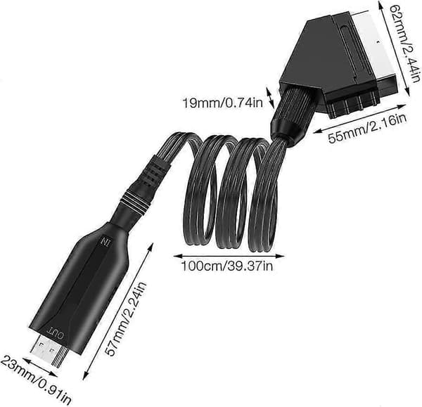 SCART til HDMI-omformer for HD-TV, STB, VHS, PS3, Sky og Blu-ray DVD-spiller - Lyd/video-adapter