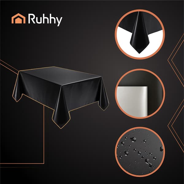 Black Foil Tablecloth, 137x274cm, Waterproof and Reusable