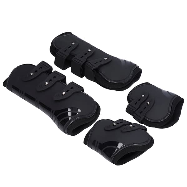4 pcs Horse Leg Boots, Soft, Durable, with PU Shell, Black, For Front and Hind Legs