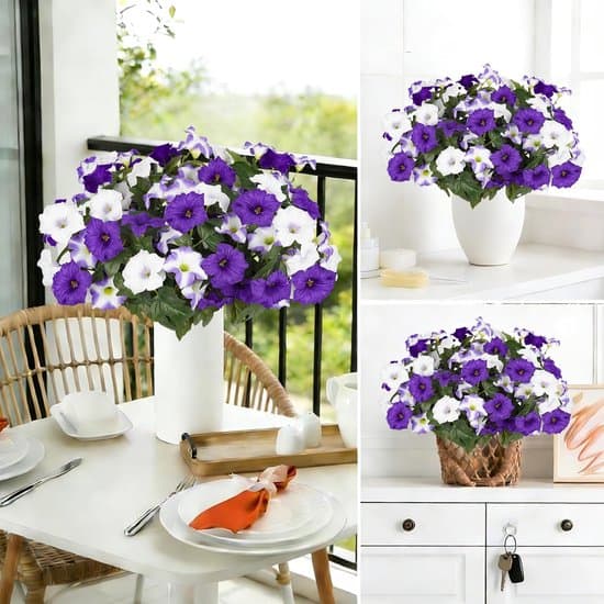 Kunstige utendørsblomster - kunstige blomster for vår- og sommerdekorasjon (lilla og hvit)