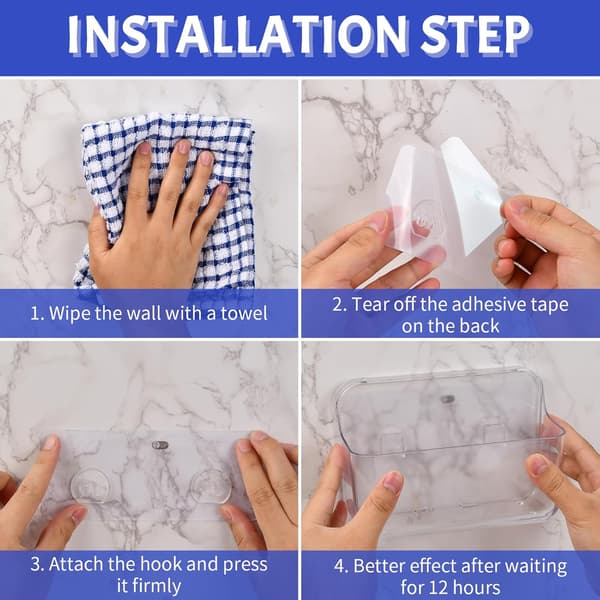 Self-Adhesive Bathroom Shelf Drill-Free Shower Caddy Wall Storage Rack Wall Mounted Bathroom Basket