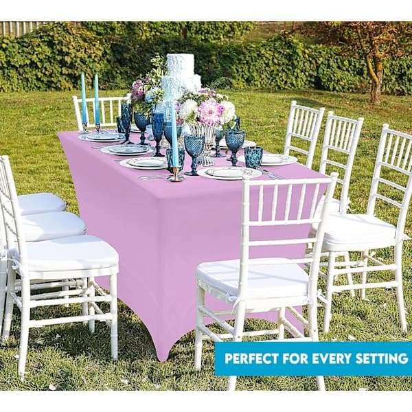 Kitchen Spandex Tablecloth 2-pack [6 ft, Light Purple] Snug-fit, Fitted, Washable and Wrinkle-Resistant Stretch Rectangular Patio Tablecloth