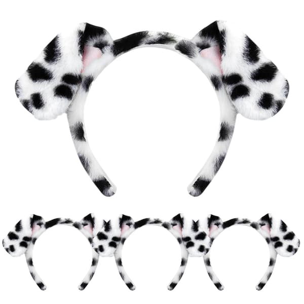 Dalmatiner Hund Öron Pannband Set - 4-pack Fluffig Kostym för Barn & Vuxna [JUN]
