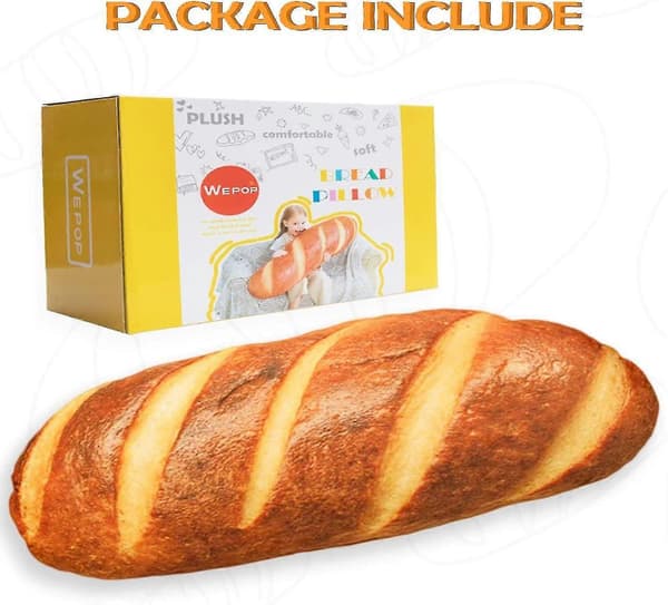 8 in 3D Simulation Bread Shape Pillow, Soft Lumbar Baguette Back Cushion, Funny Food Plush Stuffed Animal