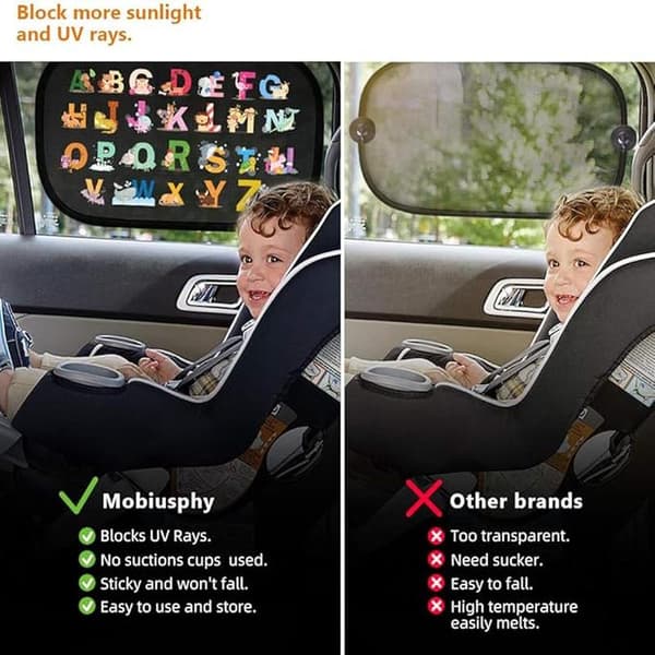 UV-beskyttelse for babybiler, selvklebende bilvindusbeskyttelse