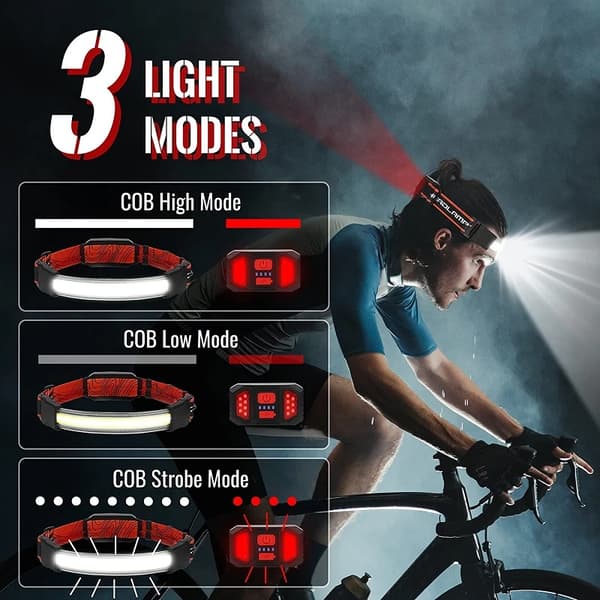 Kraftig COB LED-hodelykt 230 graders belysning USB-oppladbar hodelykt Vanntett hodelykt Frontlykt med batteri