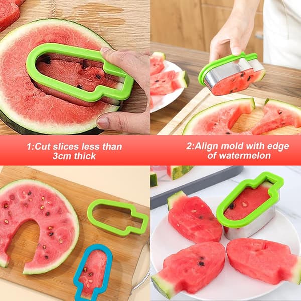 2 stk vannmelonkuttere, vannmelonkuttere i rustfritt stål, vannmelonkutter, melonkutter, rask fruktskjærer