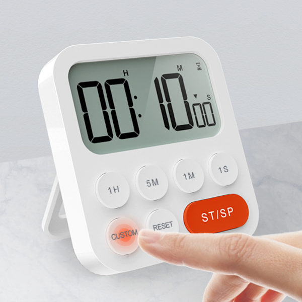 Køkkentimer, digital timer, digitalt stopur og nedtællingstimer med tilpassede tilstande, 3 lydstyrkeniveauer til prøve,