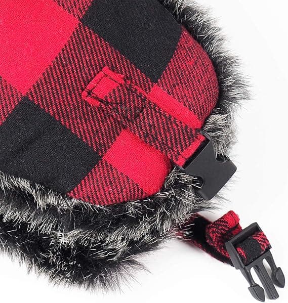 Buffalo Plaid Aviator Fur Trapper Hat, Russisk Ushanka Eskimo Lue