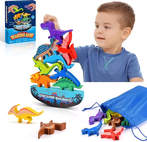 Dinosaur Trælegetøj - Stabellegetøj - Montessori Spil & Gaver