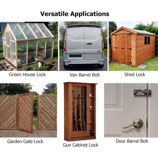 Mechanical Coded Door Lock Keyless Combination Gate Lock Fixing Screws for Cabinets Garden Garage Black