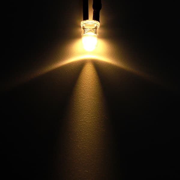 12V Forhåndskoblet LED med 5 mm rundt hode, høydagslysperle, varmhvit