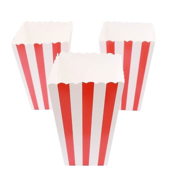 50 Popcornposer, Stribede Popcornæsker i Papir Slikbeholdere til Fester, Børn
