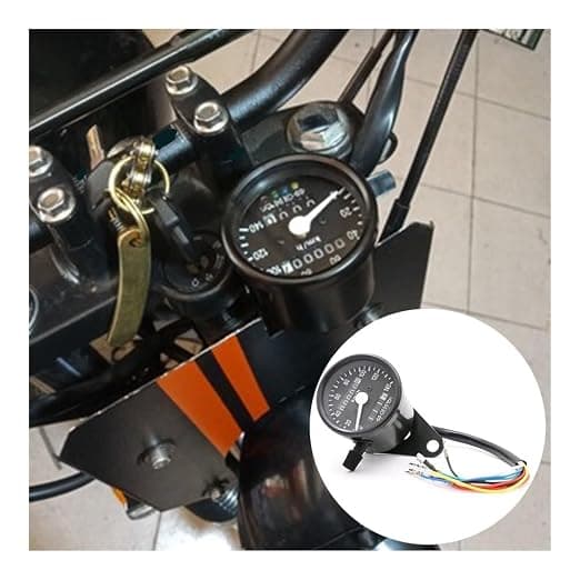 1 stk (sort urskive sort) Universal motorcykel speedometer med baggrundsbelysning