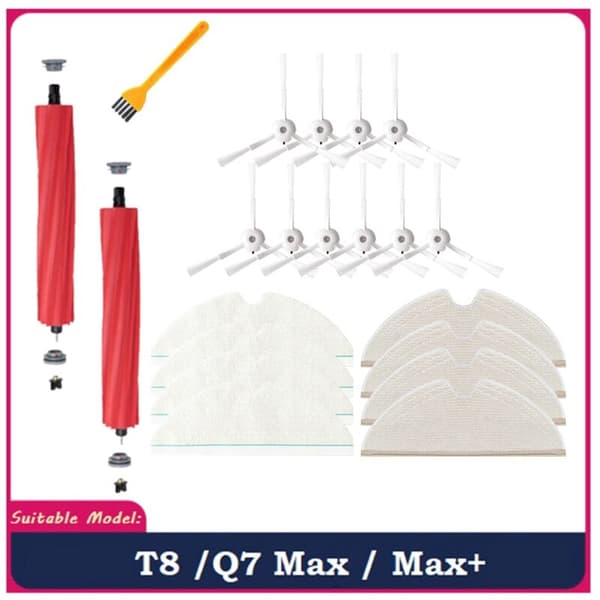 21-piece set for T8/ Max/Max+ Robot Vacuum Cleaner - Detachable Main and Side Brush, Mop Cloth, Replacement Kit