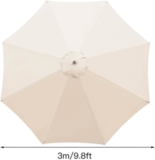 Erstatningstrekk til parasoll, 8 spiler, 3 m, vanntett, UV-bestandig, erstatningsstoff, beige