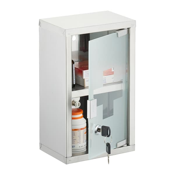 Medisinskap, frostet glass, 2 rom, låsbart